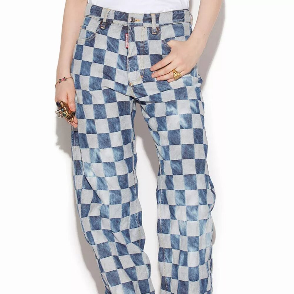 Dsquared Damier Wash San Diego Check Jeans